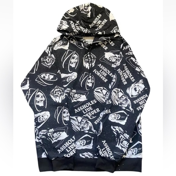 ALF Hoodie Sweatshirt Adult L Black AOP Pullover Hoodie Goth - Picture 1 of 6